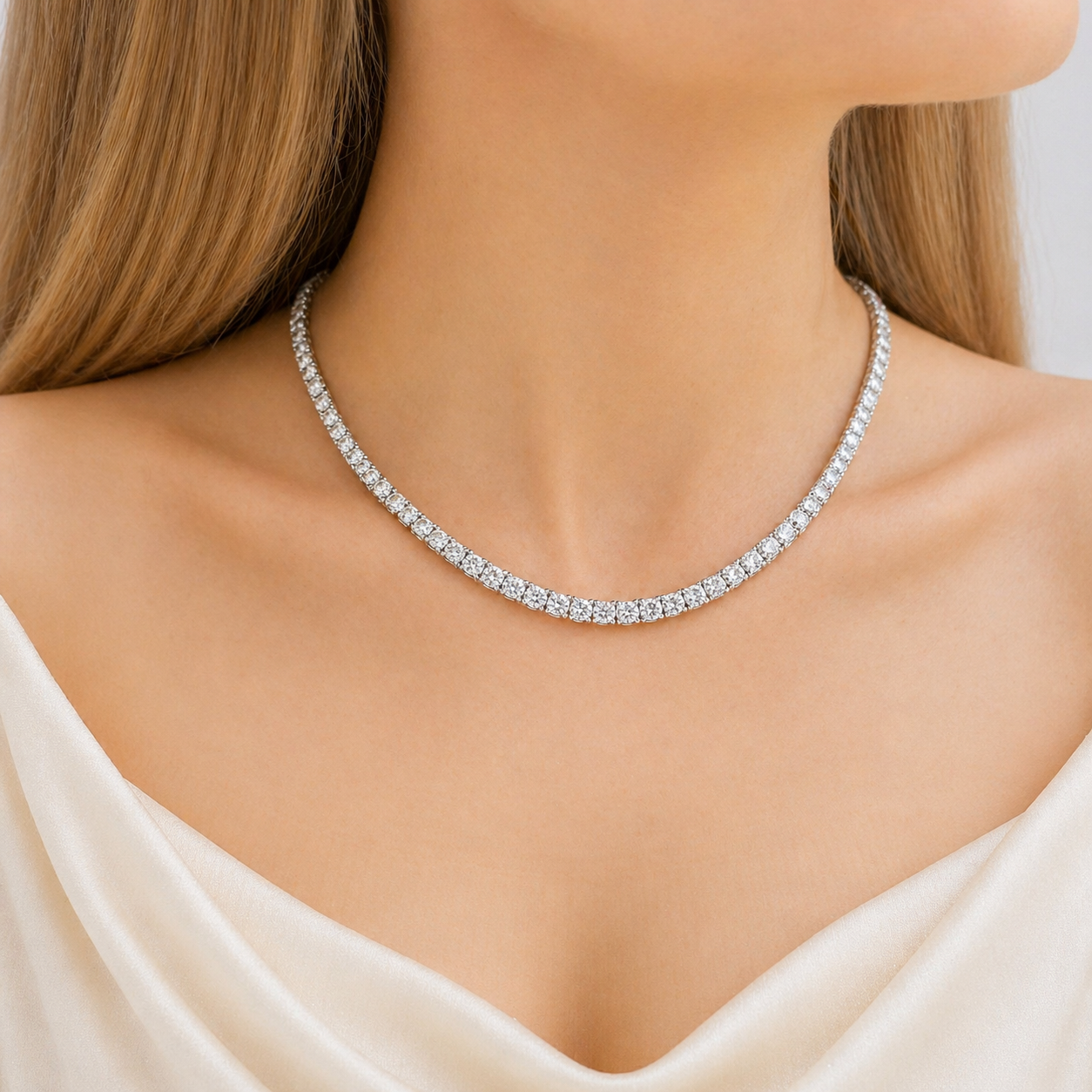 Lumière 3mm Tennis Necklace in Silver – ALTHEIA Studio