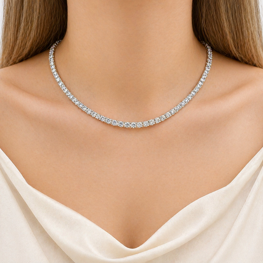 Lumière 3mm Tennis Necklace in Silver